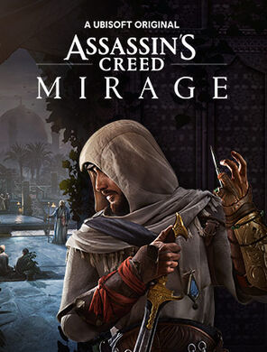 Assassin's Creed Mirage promotional art featuring Basim with a blade, a Ubisoft original