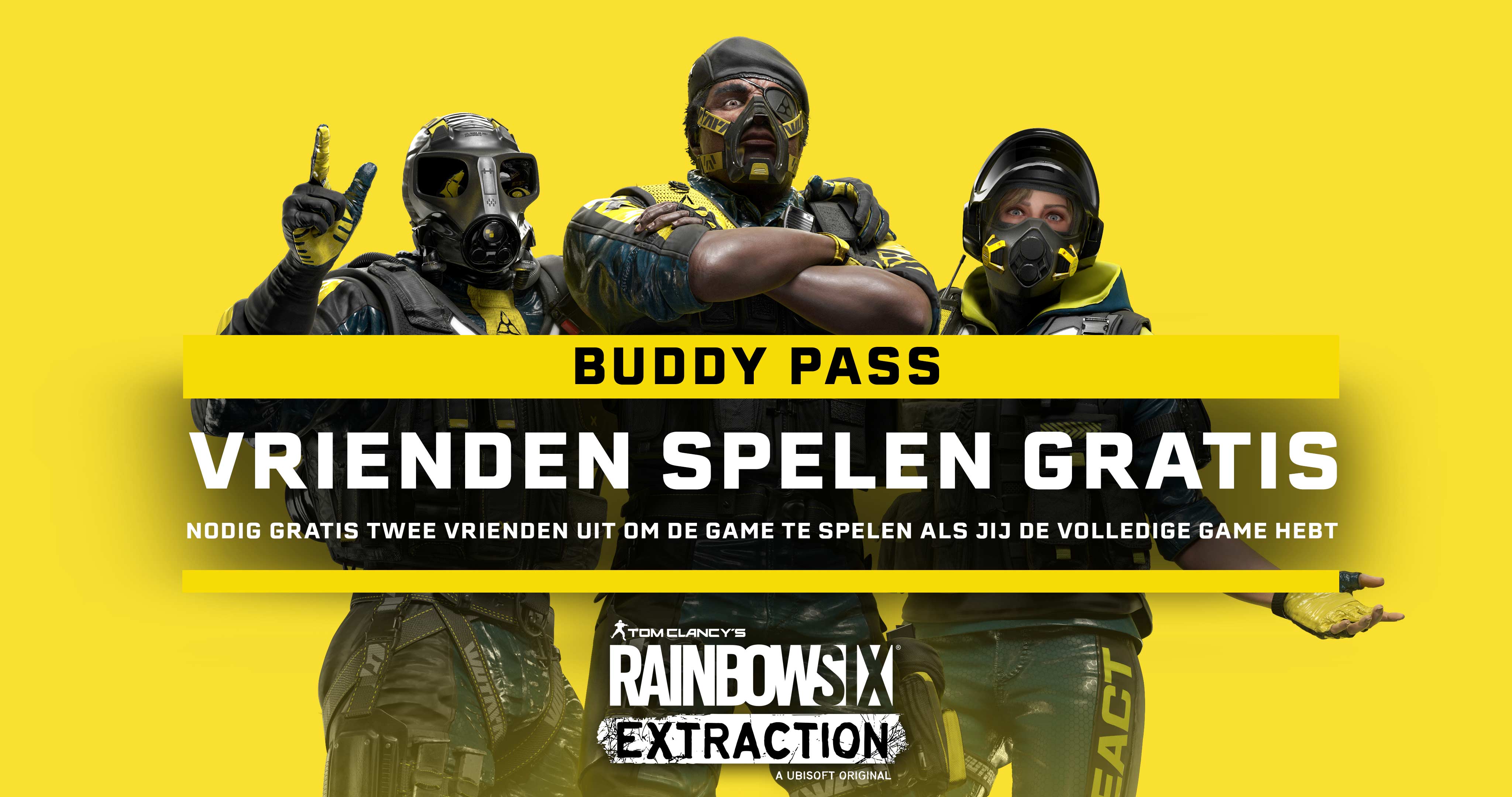 De Buddy Pass is een functie die aanwezig is in iedere volledige versie van Rainbow Six Extraction, waarmee je 14 dagen lang met twee vrienden op ieder platform kunt spelen, zelfs als zij het spel niet bezitten.